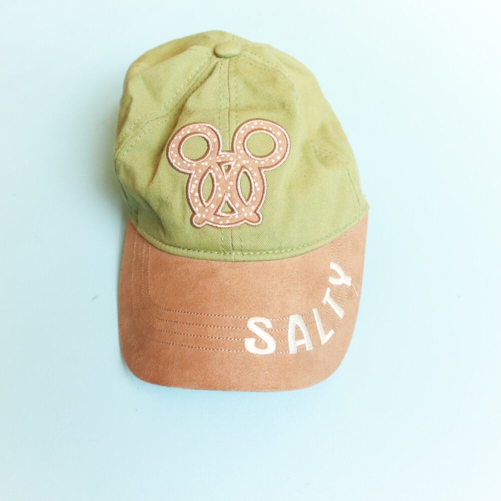 Disneyland Salty Pretzel Mickey Cotton Adult Hat One Size Adjustable Green